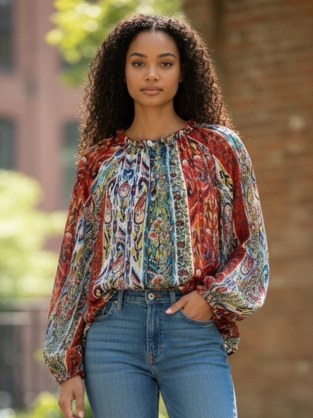 Chenault Multicolor Women's long sleeve Blouse size L